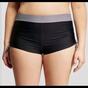 Costa del sol bikini bottoms boy shorts with side ties black and white